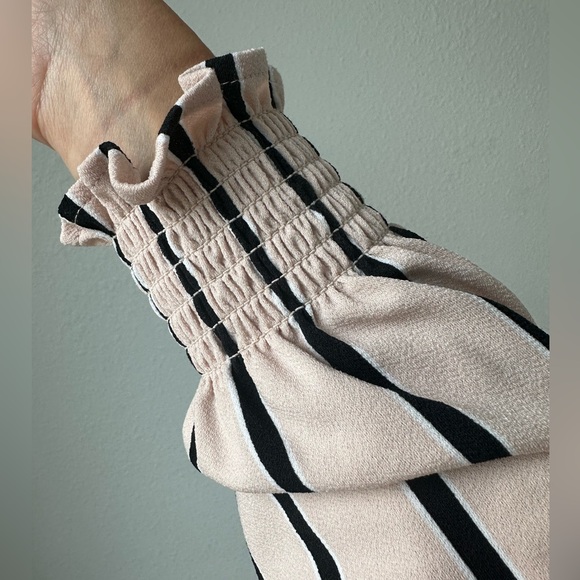 Blush pink with black stripe blouse - great for the corporate world! - Picture 3 of 5